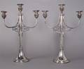 A Pair of Silverplate ThreeLight Candelabra