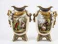 PAIR OF CONTINENTAL PLATINUM AND GILT PORCELAIN VASES