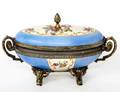 CONTINENTAL PORCELAIN AND BRASS BOX AND COVER