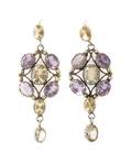 A Pair of Sterling Silver Pale Amethyst and Lemon Quartz Earrings