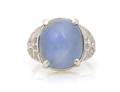 A White Gold Blue Star Sapphire and Diamond Ring