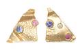 A Pair of 14 Karat Yellow Gold Pink Tourmaline Diamond and Tanzanite Earrings Eve Alfille