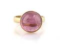 A 14 Karat Yellow Gold and Pink Tourmaline Cabochon Ring