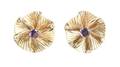 A Pair of 14 Karat Yellow Gold Amethyst and Diamond Earrings