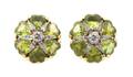 A Pair of Yellow Gold Peridot and Diamonds Earrings