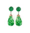 A Pair of Yellow Gold and Green Jadeite Earrings