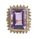 A 14 Karat Yellow Gold Amethyst and Diamond Ring