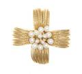 A Gold Filled and Freshwater Cultured Pearl Brooch
