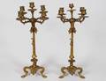 PAIR OF GILT BRONZE FIVE LIGHT CANDELABRAS