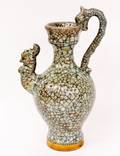 Oriental Crackle Finish Ewer with Dragon Handle