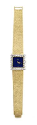 An 18 Karat Yellow Gold Lapis Lazuli and Diamond Wristwatch Piaget