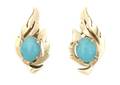 A Pair of 14 Karat Yellow Gold and Turquoise Earrings