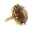 A Yellow Gold Hardstone Scarab Ring