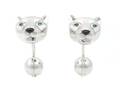 An Pair of Platinum Panthers Head Cufflinks Cartier