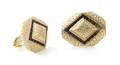 A Pair of 14 Karat Yellow Gold and Garnet Cufflinks Lucien Piccard