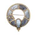 A 15 Karat Yellow Gold and Gray Banded Agate Brooch Scottish