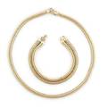 A 10 Karat Yellow Gold Goose Neck Chain Necklace and Bracelet Set
