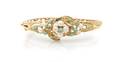 A 14 Karat Yellow Gold Turquoise and Cultured Pearl Hinged Bangle Bracelet
