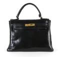 An Hermes Black Leather Kelly
