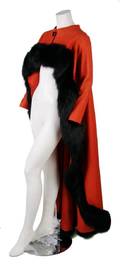 A Scaasi Orange and Fur Trimmed Cutaway Evening Coat