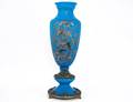 ENAMELED BLUE GLASS VASE