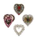 An Unusual Group of Decorative Rhinestone Heart Brooches