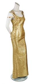 A Todd Oldham Gold Ribbon Evening Gown