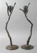 A Pair of Contemporary Bronze Candlesticks Gillberg