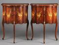 PAIR OF LOUIS XV STYLE PAINTED MAHOGANY COMMODES