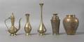 A Collection of Brass and Copper Vases and Ewers