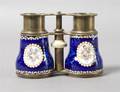 A Pair of French Blue Enamel and Brass Opera Glasses