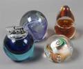 A Group of Three Studio Glass Paperweights