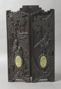 A Chinese Carved Wood and Hardstone Table Screen