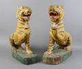 A Pair of Carved and Polychrome Painted Wood Figures of Tigers