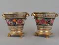 PAIR OF OLD PARIS PORCELAIN JARDINIERES AND STANDS