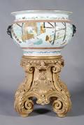 A Samson Porcelain Fishbowl on Carved Giltwood Stand