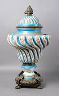 A Sevres Porcelain Gilt Metal Mounted and Jeweled Urn