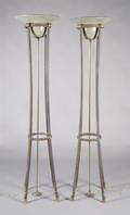 A Pair of Cast Metal and Ceramic Torcheres