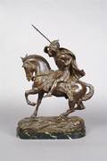 A Bronze Sculpture of a Viking on Horseback Cartier