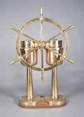 An American Brass Double Pedestal Brass Ships Wheel Benson Electric Company