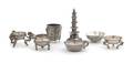 A Group of Seven Chinese Silver Miniature Items