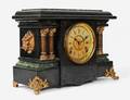 THIRD EMPIRE STYLE BRASS AND WOOD MANTEL CLOCK