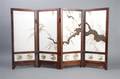 A Japanese Four Panel White Lacquer Screen