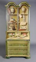A Queen Anne Style Trompe lOeil Painted Secretaire Bookcase