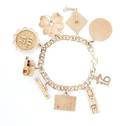 A 14 Karat Yellow Gold Double Link Charm Bracelet