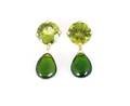 A Pair of Yellow Gold Peridot and Green Tourmaline Earrings