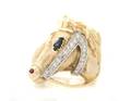 A 14 Karat Yellow Gold Sapphire and Diamond Ring