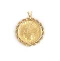 A 1908 Ten Dollar United States Indian Head Gold Coin Pendant