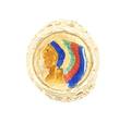 A 14 Karat Yellow Gold and Enamel Indian Head Coin Ring