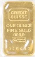 A One Gold Ounce Fine Gold Credit Suisse Bar